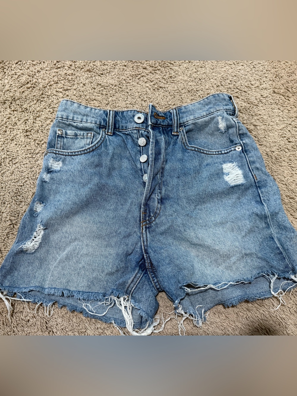 H&M Distressed Blue Denim Shorts